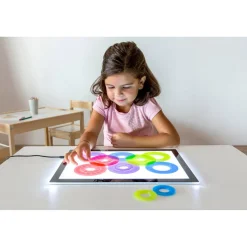 Jeu éducatif : anneaux translucides - Lightpad - Miniland