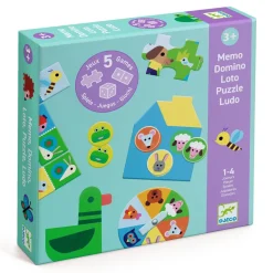 JEUX EDUCATIFS - MÉMOS, LOTOS, DOMINOS : À la ferme - 5 JEUX - Djeco