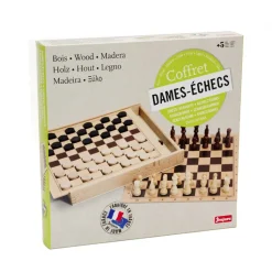 Jeux de dames et d'échecs : Coffret en bois - JeuJura