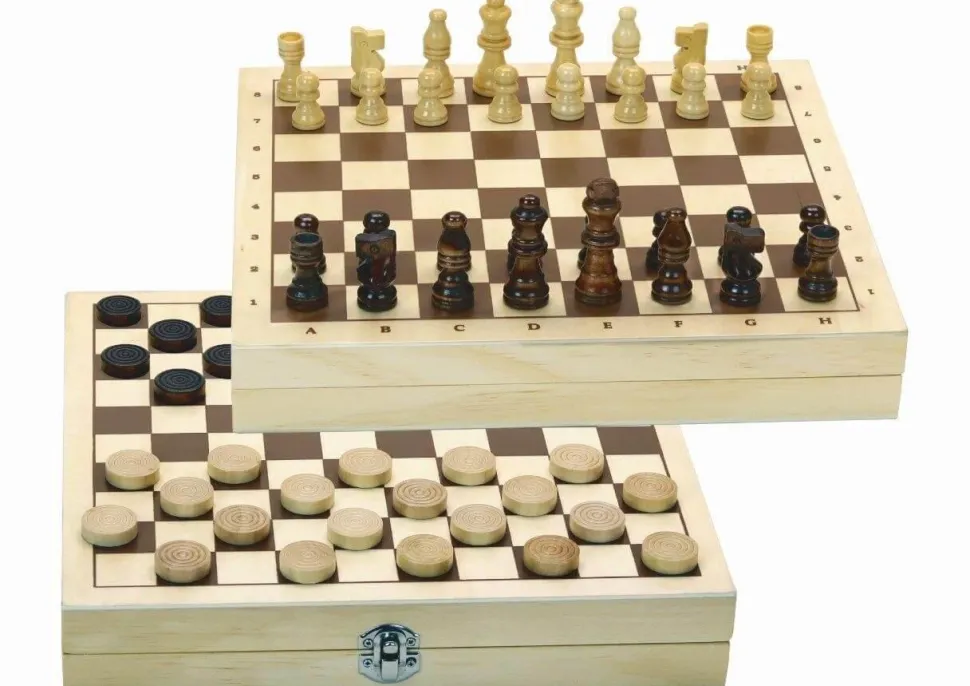 Jeux de dames et d'échecs - Coffret en bois - L'arbre à jouer