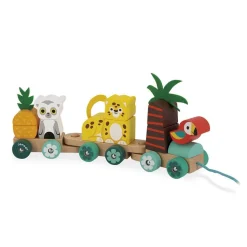 Jouet à tirer en bois Tropik :Train Tropical - Janod