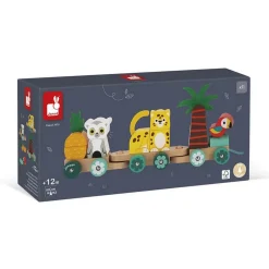 Jouet à tirer en bois Tropik :Train Tropical - Janod