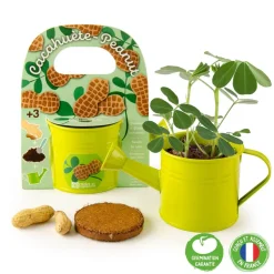 Kit de jardinage : Mini arrosoir vert et ses graines de cacahuète - Radis et Capucine