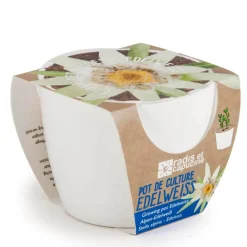 Kit jardinage : céramique blanc Edelweiss - Radis et Capucine