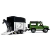 Land Rover Defender 90 Break avec van et figurine cheval - Bruder