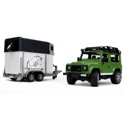Land Rover Defender 90 Break avec van et figurine cheval - Bruder