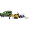 Land rover Defender avec remorque, JBC micro-pelleteuse et figurine - Bruder