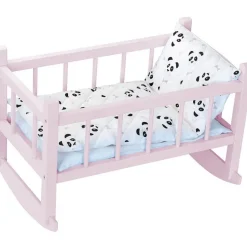 Lit bercelonnette en bois laqué rose panda (40 cm) - Petitcollin