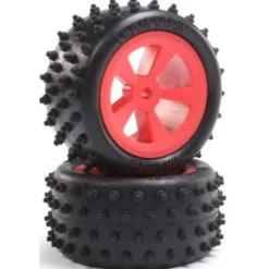 Losi 4 Row Rear Tires, Mounted, Red (2) : Mini JRX2 - Losi - TLR