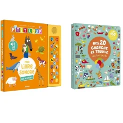 Lot de 2 livres : Mon livre sonore des animaux et mes 20 cherche et trouve des tout-petits - Editions Auzou