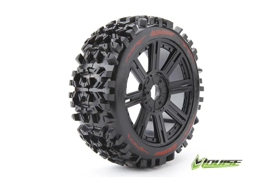 Louise RC - B-PIONEER - Pneus 1-8e Buggy - Soft - Jantes à batons Noirs - Hex 17mm - 1 Paire - Louise RC Tyres