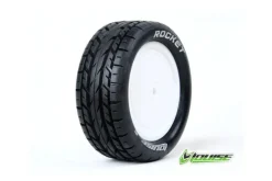 Louise RC - E-ROCKET - Pneus 1-10e Buggy - Soft - Jantes Blanches - Kyosho - Hex 12mm - 4WD - Avant - Louise RC Tyres