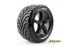 Louise RC - T-ROCKET - Pneus 1-8e Truggy - Soft - Jantes à batons Noirs - 0-Offset - Hex 17mm - 1 Pa - Louise RC Tyres