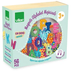 Magnets Alphabet Majuscule : 56 pièces en bois - Vilac