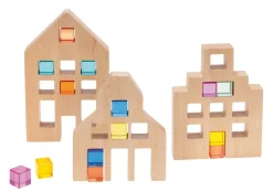 Maisons en bois pour cubes acryliques Lot de 3 - Eduplay