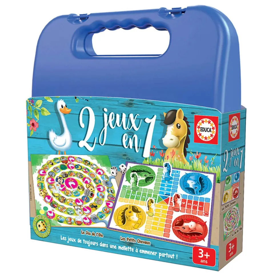 Mallette 2 Jeux en 1 : Petits chevaux et jeu de l’oie - Educa