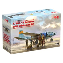 Maquette avion et figurines : A-26C-15 Invader avec pilotes et personnel au sol - ICM