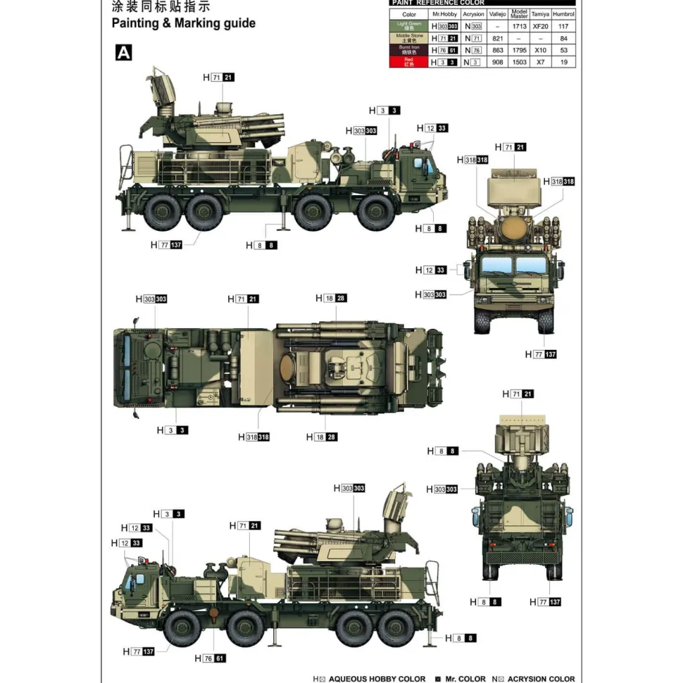 Maquette véhicule lance-missile : 72V6 of 96k6 Pantsir-S1 SPAAGM BAZ-6909 - Trumpeter