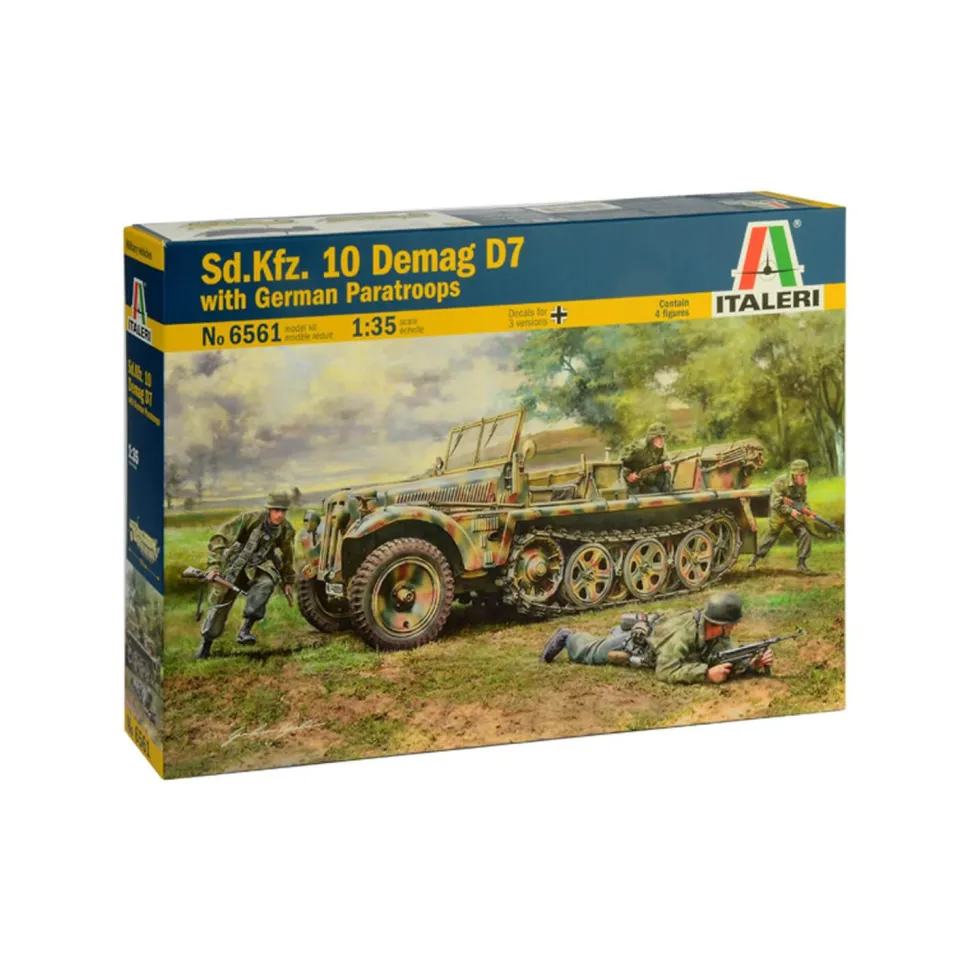 Maquette véhicule militaire : Sd.Kfz.10 Demag D7 et troupes - Italeri
