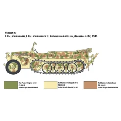 Maquette véhicule militaire : Sd.Kfz.10 Demag D7 et troupes - Italeri