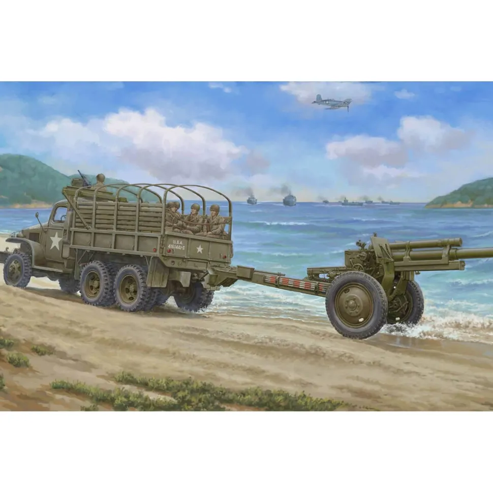 Maquette véhicule militaire : USA CCKW-352 Machine Gun Turret Version and M2A1 105MM Howitzer - I love Kit