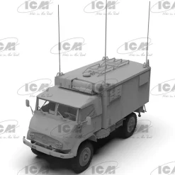Maquette véhicule militaire : Unimog S 404, camion radio de l'armée allemande - ICM