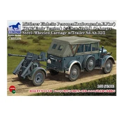 Maquette véhicule militaire : Mittlerer Einheits Personenkraftwagen (m.E.Pkw) Kfz 12 et Sd.Ah 32/2 - Bronco Models
