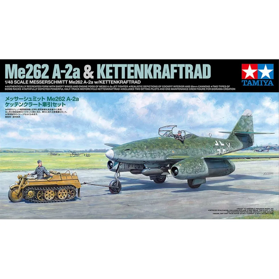 Maquettes Avion et véhicule : Messerschmitt Me262 A-2a et Kettenkraftrad - Tamiya