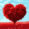 Mini broderie diamant : Arbre rouge Coeur - toile tendue sur chassis - Figured'Art