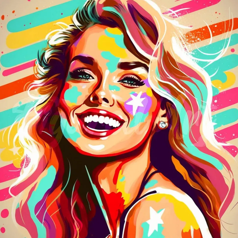 Mini broderie diamant : Blonde Pop Art - toile tendue sur chassis - Figured'Art