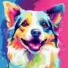 Mini broderie diamant : Chien Abstrait Pop Art - sans chassis en bois - Figured'Art