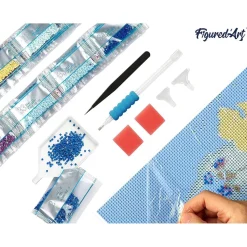 Mini broderie diamant : Entrée fleurie - toile tendue sur chassis - Figured'Art