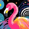 Mini broderie diamant : Flamant Rose Abstrait Pop Art - toile tendue sur chassis - Figured'Art
