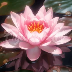 Mini broderie diamant : Nénuphar Rose - toile tendue sur chassis - Figured'Art