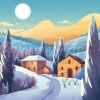 Mini broderie diamant : Nuit d'Hiver en Toscane - sans chassis en bois - Figured'Art