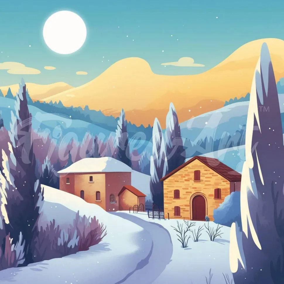 Mini broderie diamant : Nuit d'Hiver en Toscane - sans chassis en bois - Figured'Art