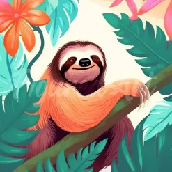 Mini broderie diamant : Paresseux Tropical - sans chassis en bois - Figured'Art