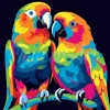 Mini broderie diamant : Perroquets Abstraits Pop Art - toile tendue sur chassis - Figured'Art