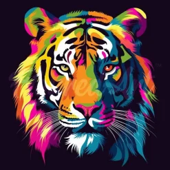 Mini broderie diamant : Tigre Abstrait Pop Art - toile tendue sur chassis - Figured'Art