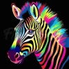 Mini broderie diamant : Zèbre Néon - toile tendue sur chassis - Figured'Art