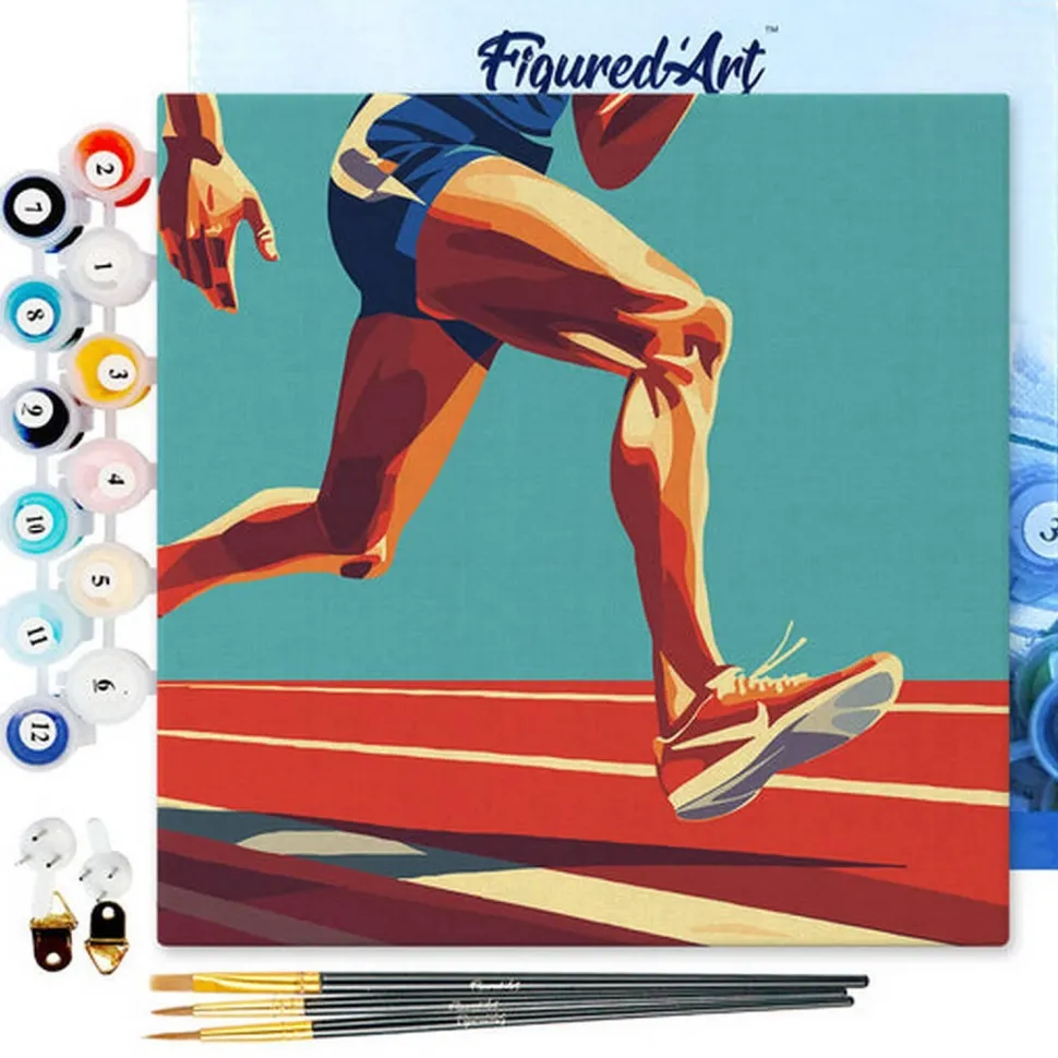 Mini peinture au numéro : Affiche sportive Athletisme - toile tendue sur chassis - Figured'Art