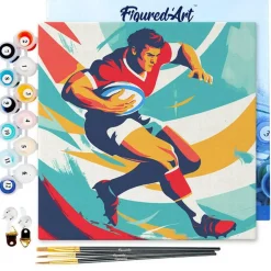 Mini peinture au numéro : Affiche sportive Rugby - toile tendue sur chassis - Figured'Art