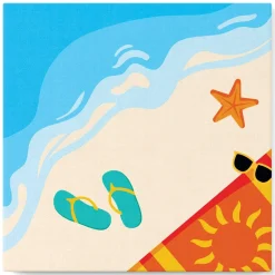 Mini peinture au numéro : A la Plage - toile tendue sur chassis - Figured'Art