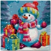 Mini peinture au numéro : Bonhomme de Neige et Cadeaux dans la Neige - toile tendue sur chassis - Figured'Art