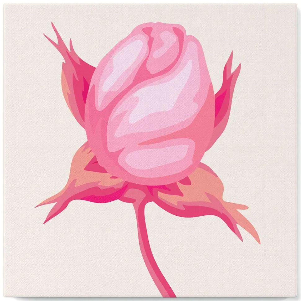 Mini peinture au numéro : Bouton de Rose - toile tendue sur chassis - Figured'Art