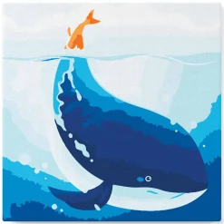 Mini peinture au numéro : Baleine Bleue - toile tendue sur chassis - Figured'Art