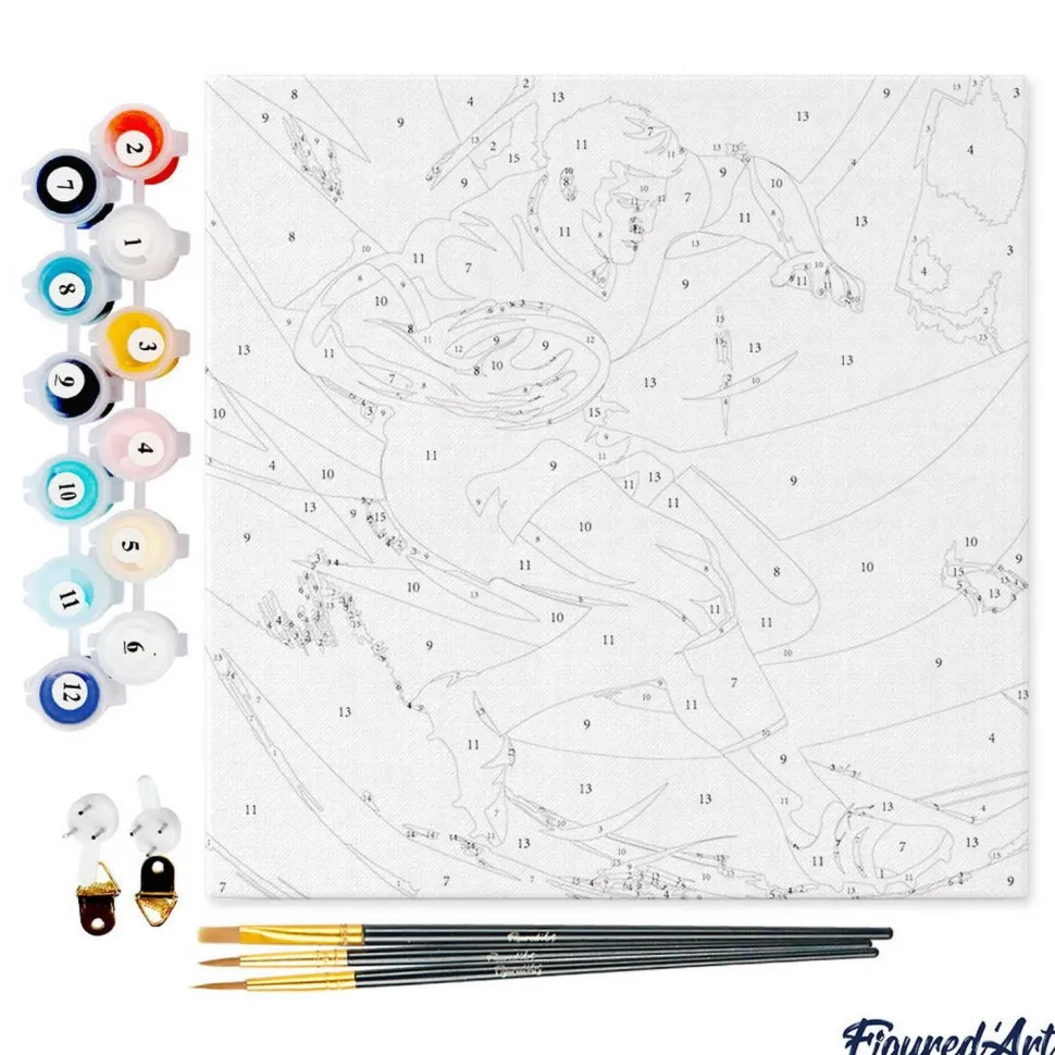 Mini peinture au numéro : Baleine Bleue - toile tendue sur chassis - Figured'Art