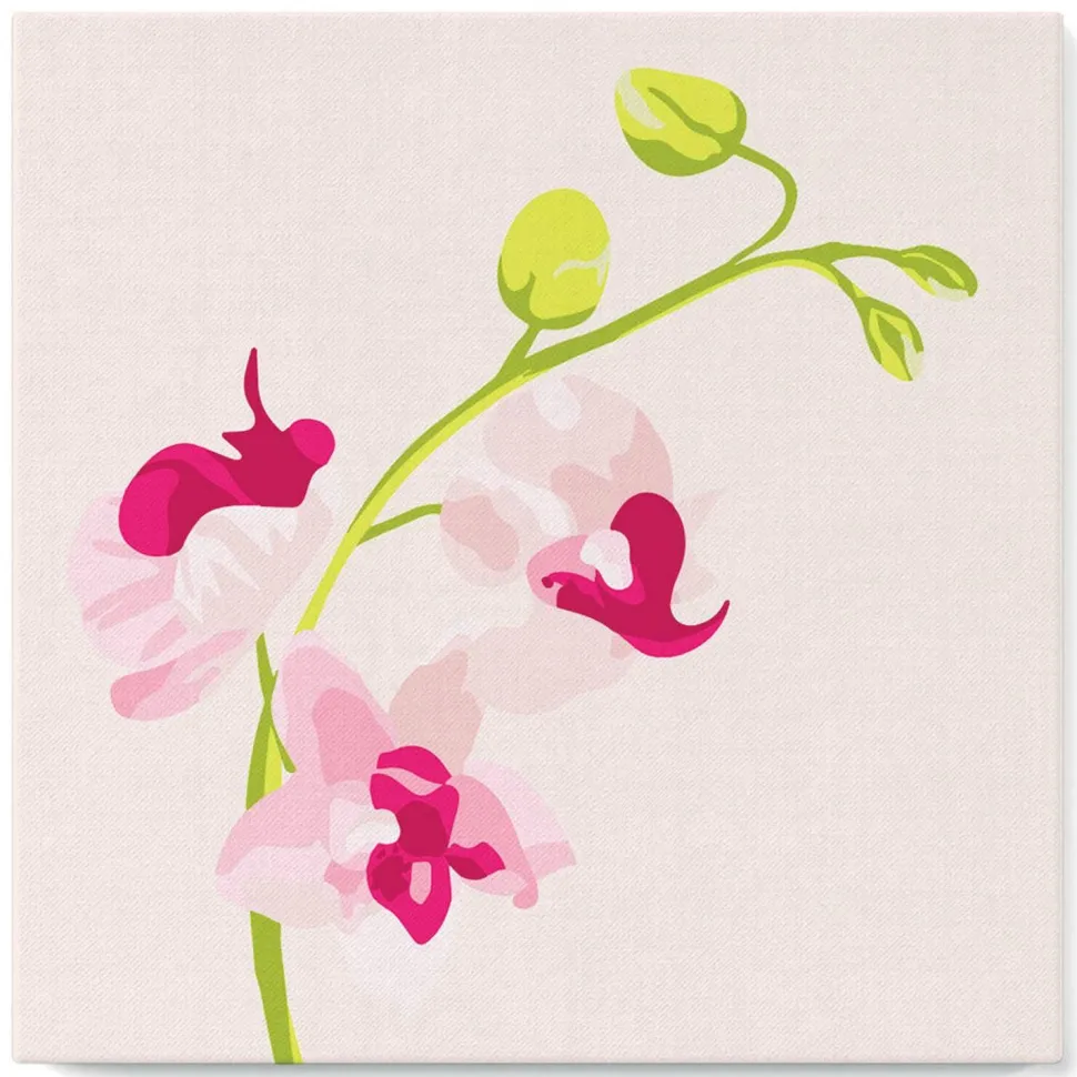 Mini peinture au numéro : Branche d'Orchidée 2 - toile tendue sur chassis - Figured'Art