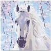 Mini peinture au numéro : Cheval et Fleurs blanches - toile tendue sur chassis - Figured'Art