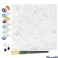 Mini peinture au numéro : Écureuil fantaisie et fleurs - toile tendue sur chassis - Figured'Art